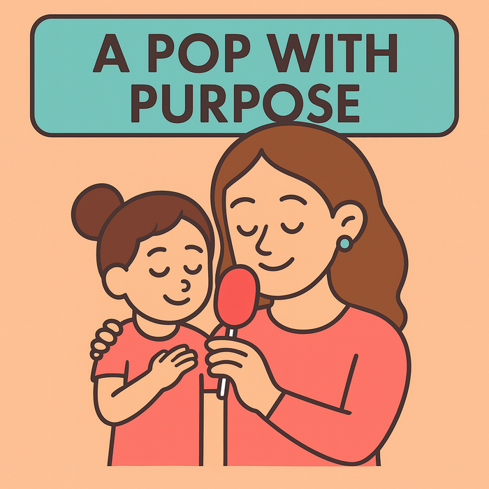 Illustration of a mom and daughter sharing a lollipop